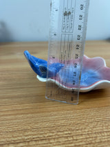 Royal Copely Vintage Art Pottery Blue Bird On Pink Lotus Flower Trinket Dish
