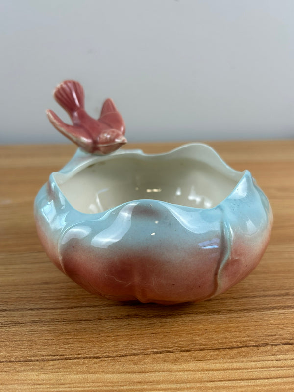 Royal Copley Vintage MCM Blue Bird on Baby Blue & Pink Petal Bowl Planter