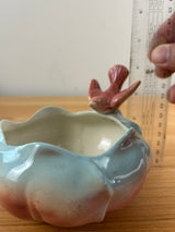 Royal Copley Vintage MCM Blue Bird on Baby Blue & Pink Petal Bowl Planter