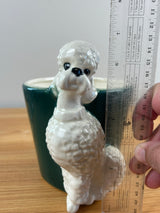 Royal Copley 1940s-50s Vintage Rare Green & White 7" Ceramic Poodle Planter Pot