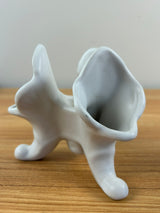 VAN BRIGGLE POTTERY TRIPLE CORNUCOPIA VASE CANDLE HOLDER WHITE