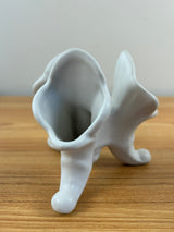 VAN BRIGGLE POTTERY TRIPLE CORNUCOPIA VASE CANDLE HOLDER WHITE