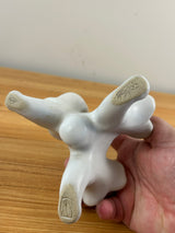 VAN BRIGGLE POTTERY TRIPLE CORNUCOPIA VASE CANDLE HOLDER WHITE