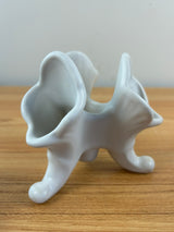 VAN BRIGGLE POTTERY TRIPLE CORNUCOPIA VASE CANDLE HOLDER WHITE