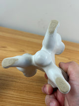 VAN BRIGGLE POTTERY TRIPLE CORNUCOPIA VASE CANDLE HOLDER WHITE