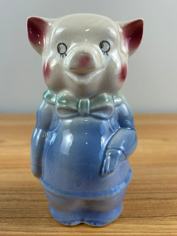 Royal Copely Art Pottery  6" Ceramic Pink Figural Pig Piggy Bank Small Chip