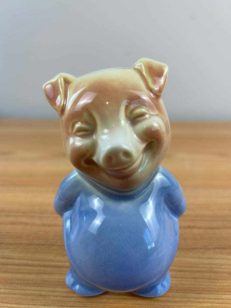 Royal Copley Art Pottery Blue Figural Piggy Bank- 1940-50s
