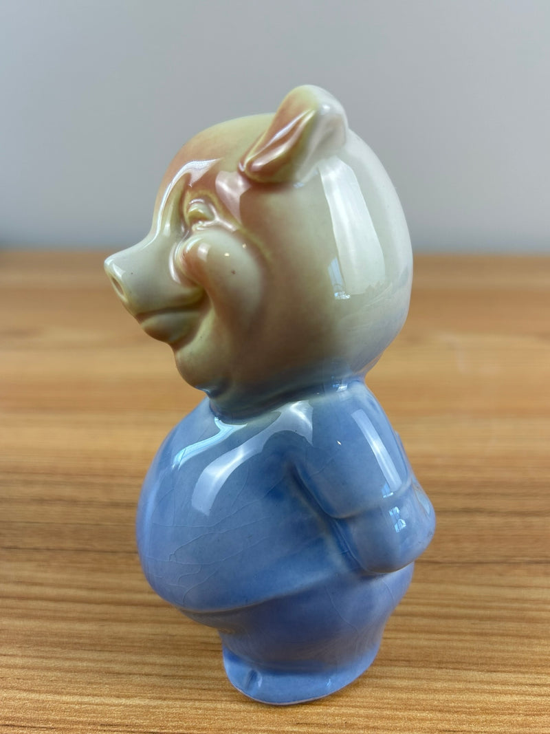 Royal Copley Art Pottery Blue Figural Piggy Bank- 1940-50s
