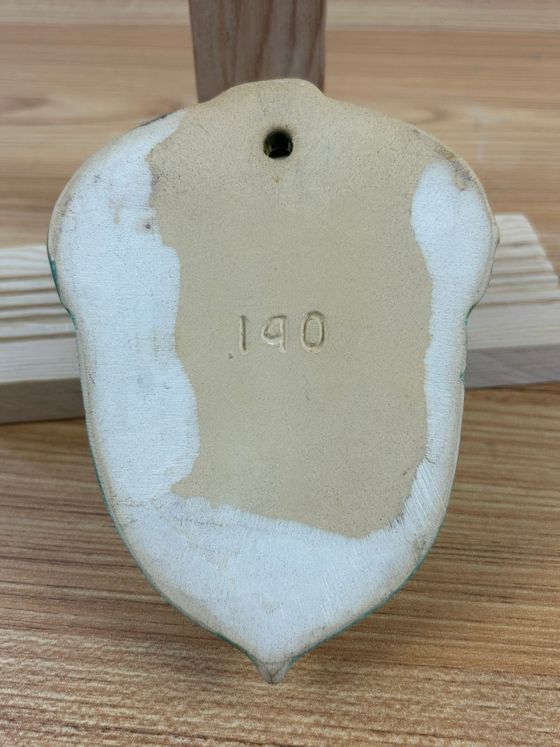 Frankoma Art Pottery #190 Acorn Wall Pocket, Green Brown, 6.0" H