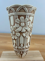Weller Art Pottery Clinton Ivory Floral Daisey 8 1/4" Wall Pocket
