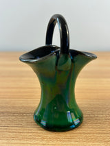 CH Brannam Barnstaple Iridescent Green Art Pottery Basket