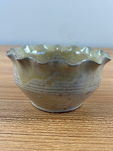 Old Sturbridge Village Pottery Mottle Glazed Ruffle Rim Bowl