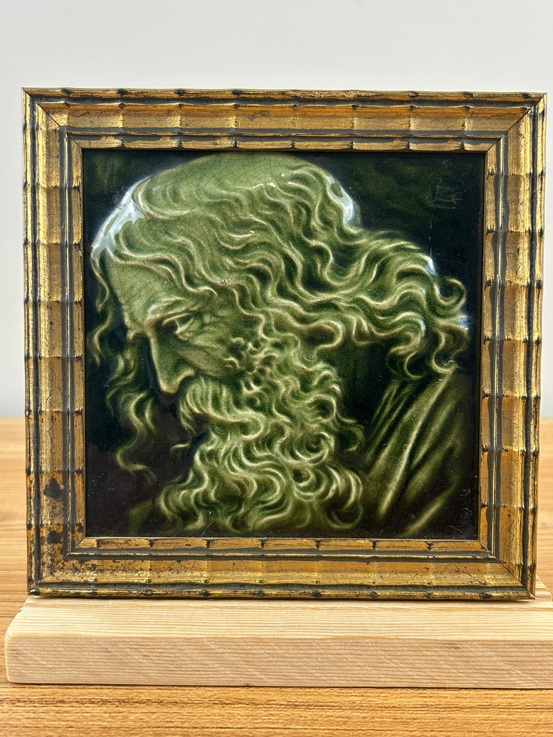 RARE "Michaelangelo" Trent NJ Antique Portrait Framed Tile by Isaac Broome