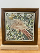 Rookwood Pottery #3077 Art Pottery Parrot Trivet Tile Framed c1920