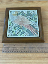 Rookwood Pottery #3077 Art Pottery Parrot Trivet Tile Framed c1920