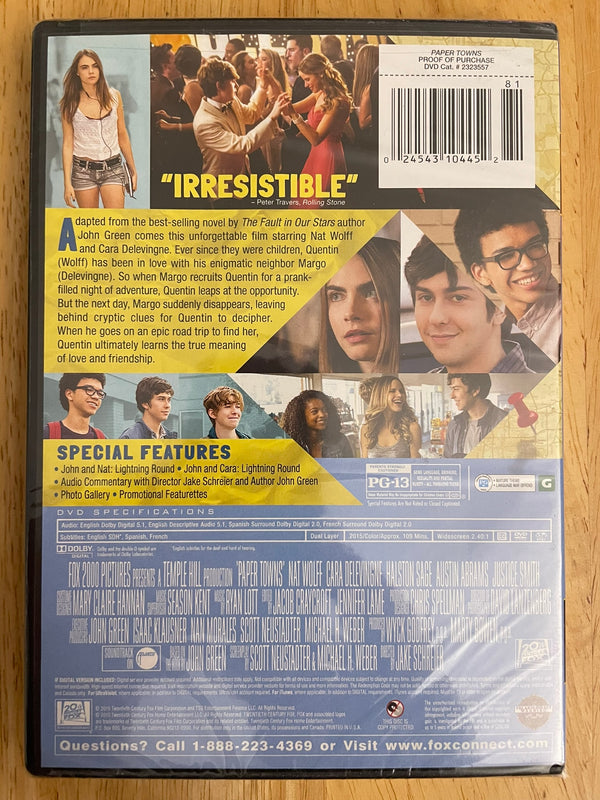 Paper Towns (DVD, 2015, Widescreen) NEW