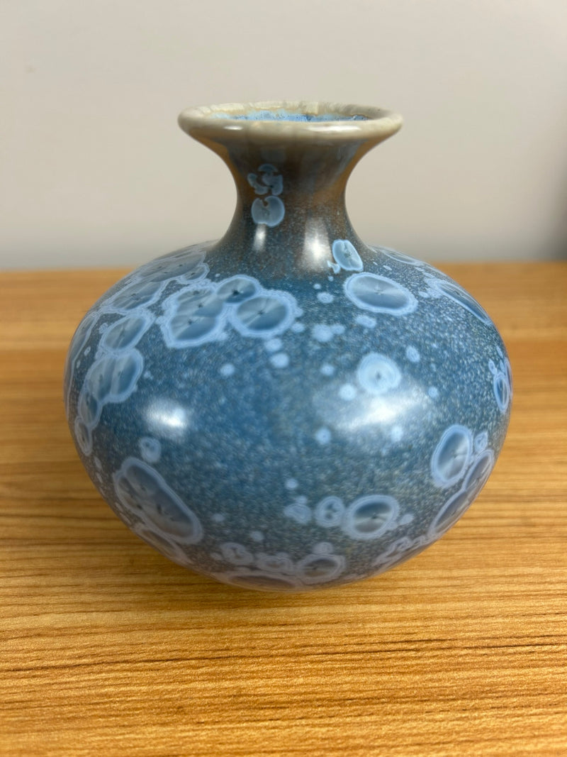 “Manka” John Mankameyer 1933-2015 Vase 1991 A-3 Blue Crystalline Glaze 4"