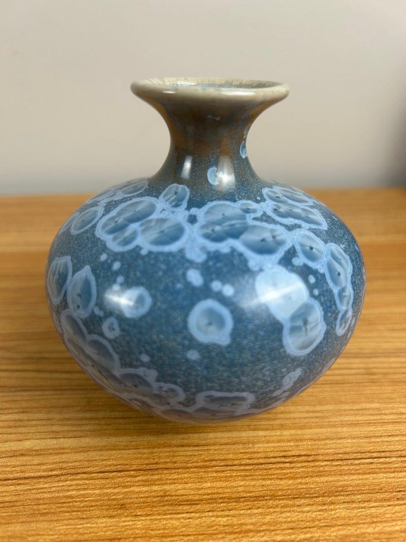 “Manka” John Mankameyer 1933-2015 Vase 1991 A-3 Blue Crystalline Glaze 4"