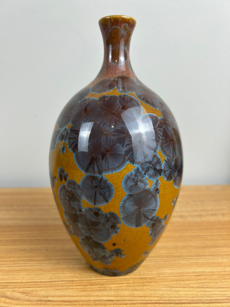 “Manka” John Mankameyer 1933-2015 Vase 1996 C-2 Orange Crystalline Glaze 7"