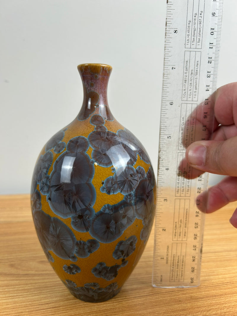 “Manka” John Mankameyer 1933-2015 Vase 1996 C-2 Orange Crystalline Glaze 7"