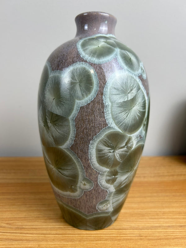 “Manka” John Mankameyer 1933-2015 Vase 2008 JNY-4 Green Crystalline Glaze 8.5"