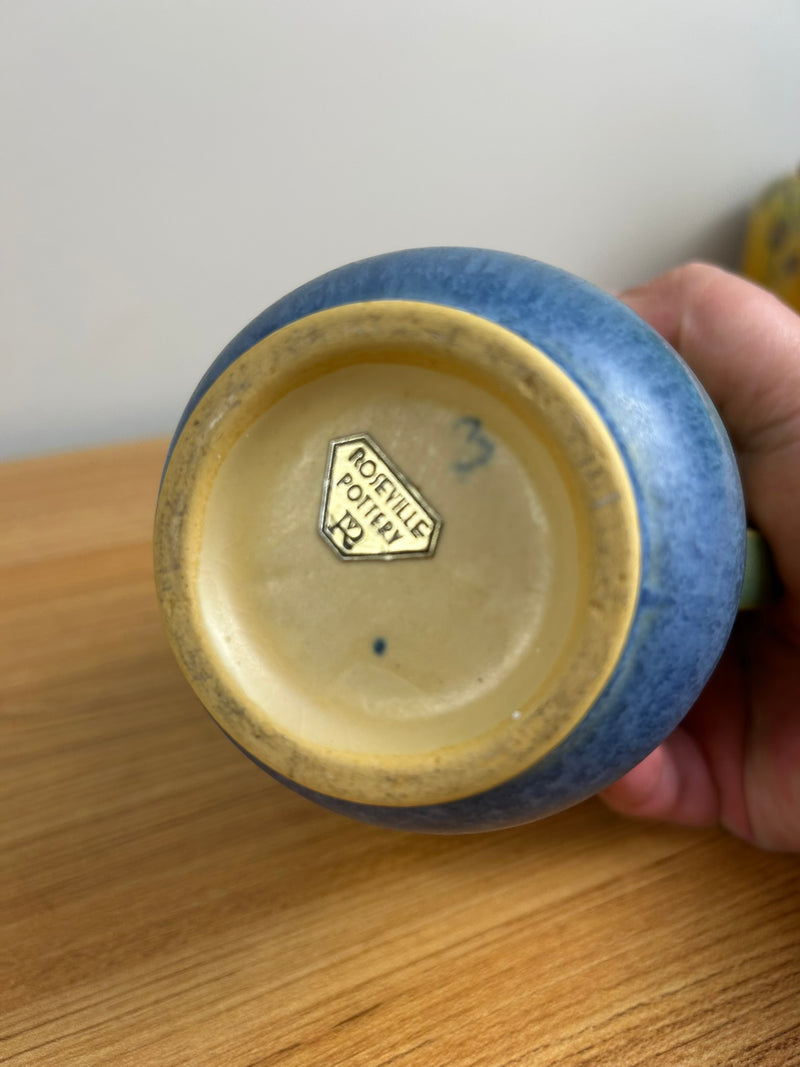 Roseville Falline Blue 1933 Vintage Arts And Crafts Pottery Ceramic Vase 643-6