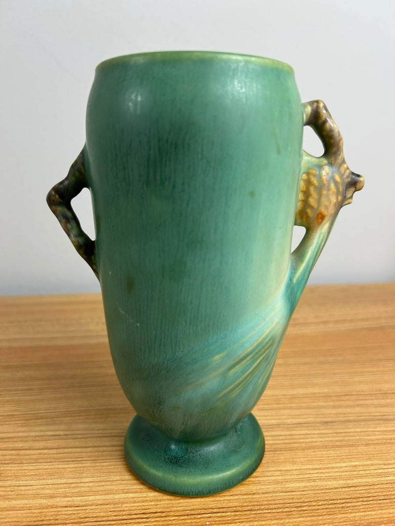 Roseville Pine Cone Green 1936 Vintage Art Pottery Ceramic Flower Vase 748-6
