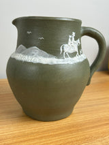 PISGAH FOREST CAMEO POTTERY PITCHER GREEN GLAZE ART POTTERY 1950
