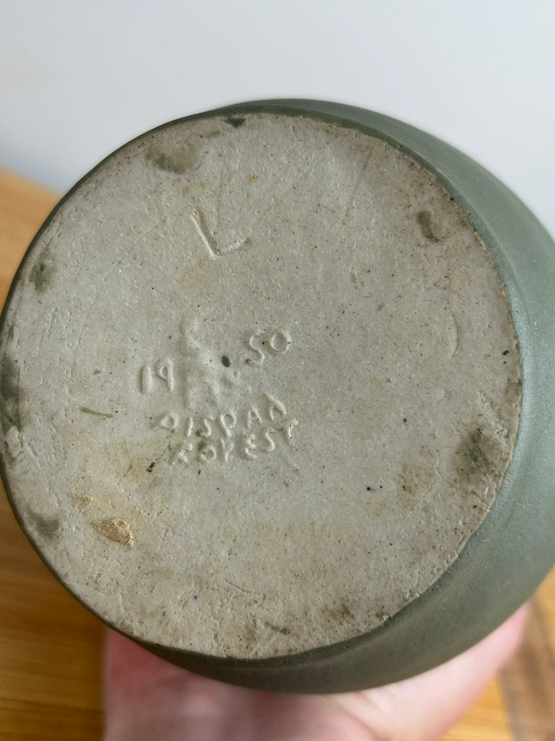 PISGAH FOREST CAMEO POTTERY PITCHER GREEN GLAZE ART POTTERY 1950