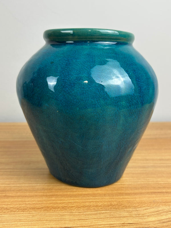Pewabic Pottery Detroit 1938 Studet Art Pottery Persian Blue Vase 6" Tall