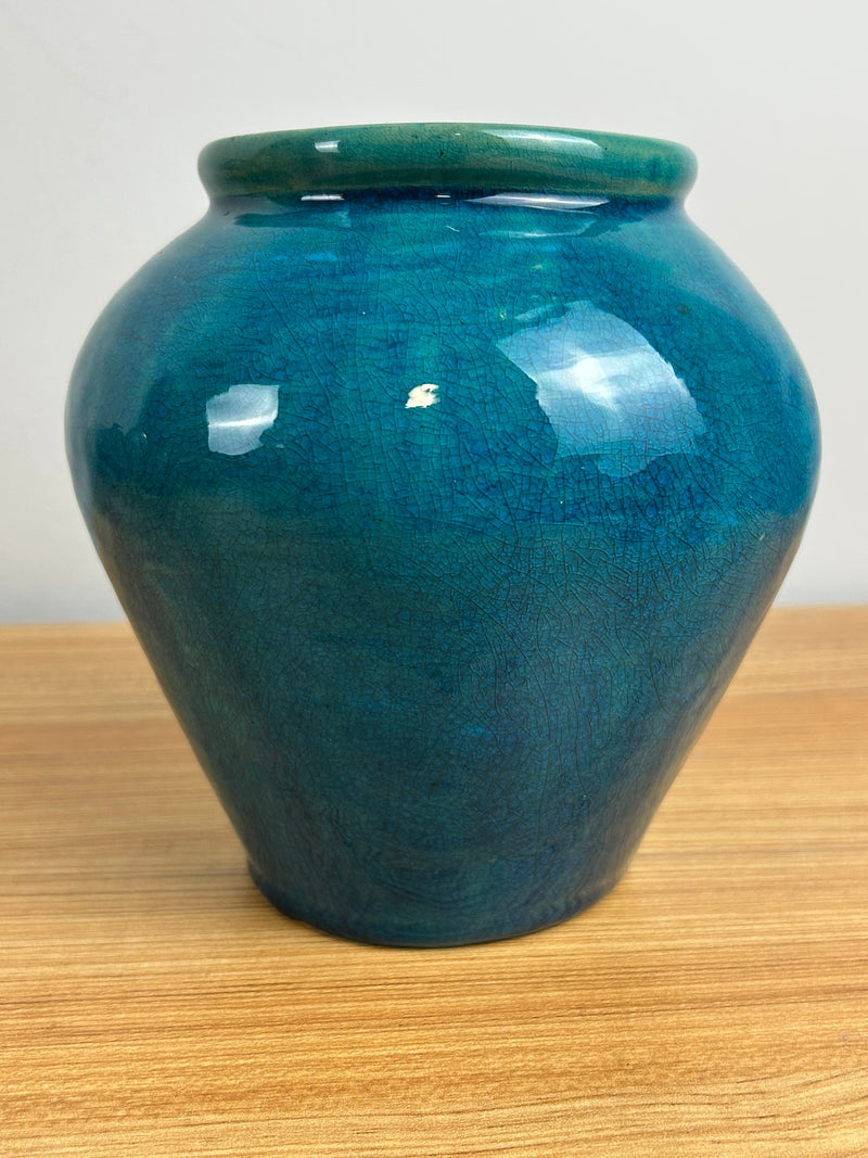Pewabic Pottery Detroit 1938 Studet Art Pottery Persian Blue Vase 6" Tall