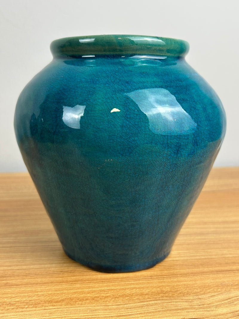 Pewabic Pottery Detroit 1938 Studet Art Pottery Persian Blue Vase 6" Tall