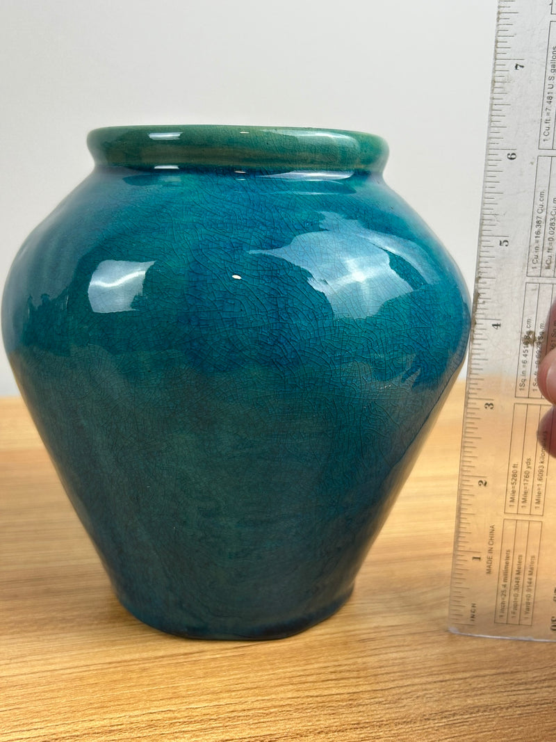 Pewabic Pottery Detroit 1938 Studet Art Pottery Persian Blue Vase 6" Tall